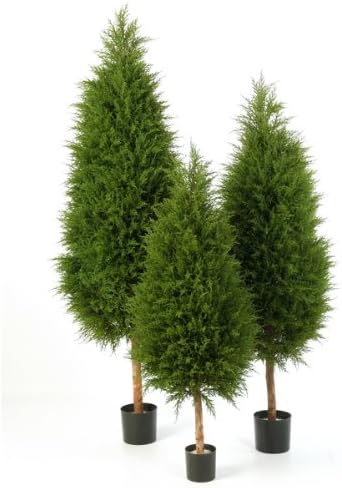 Artplants Plastic Cedar in a pot which is filled with cement, 6 ft / 180 cm - Artificial Cedar - Decoration Cypress
