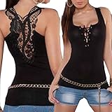 Usstore For Women Top Vest Bandage Tank Lace Halter Sleeveless Camisole (XL)