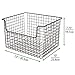 mDesign Metal Kitchen Pantry Food Storage Organizer Basket - Farmhouse Grid Design with Open Front for Cabinets, Cupboards, Shelves - Holds Potatoes, Onions, Fruit - 12