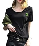 Pocket Alien Raglan T-Shirts Women Gothic Cotton Short Sleeve Top Tee