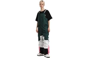 HIEEKDER Women's Ski Bib Snow Pants Thigh Bib Overalls Outdoor Bibs Ski Pants Soft Waterproof Insulated Ripstop Snowboarding