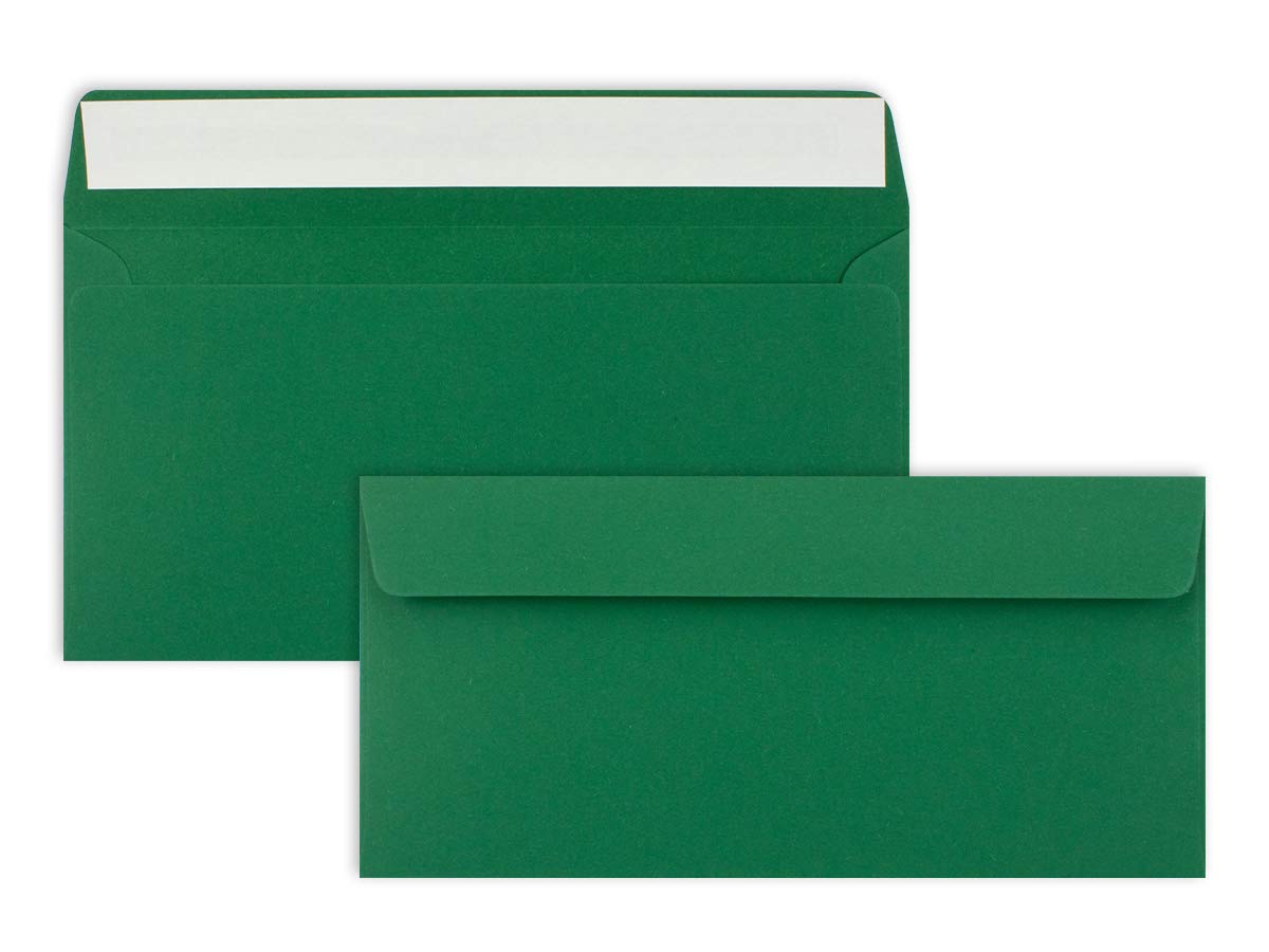 Envelopes DIN Long – Dark Green – 110 g/m²; 220 x 110 mm – Very Stable – Self-Adhesive – Quality Brand: Neuser Colourful 100 Umschläge dark green — image 1