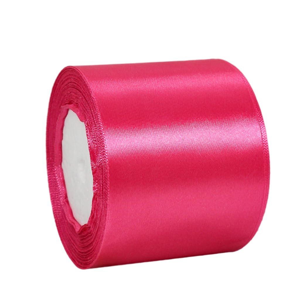Wide Hot Pink Ribbon 100mm Satin Ribbons for Gift Wrapping, 22m 3.9Inch Cake Ribbon Silk Thick Ribbons Rose for Crafting, Christmas, Wedding Car, Hair Bows, Bouquets, Party, Cake Decorations