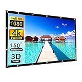 150 Inch Projection Screen Blibro 16:9 HD Foldable Anti-Crease Video Screen Portable Indoor Outdoor Projector Movies Screen for Home Theater Support Double Sided Projection 4K 3D