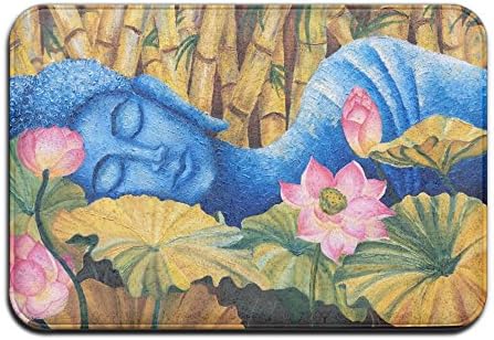 1 Piece Smart Dry Memory Foam Bath Kitchen Mat For Bathroom - Spa Decor Asian Buddha Lotus Zen Shower Spa Rug 18X30 Door Mats Home Decor With Non Slip Backing - 3 Sizes