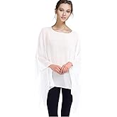 Max Hsuan Womens Summer Solid Sheer Batwing Blouse Chiffon Caftan Poncho Tunic Top Plus Size Cover up