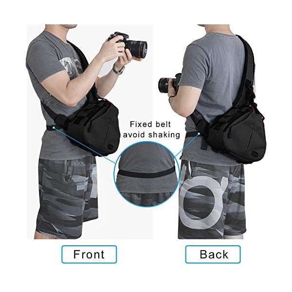 CADeN Kameratasche,Kamera Tasche Kamera Sling Crossbag Fototasche Kamera Umhängetasche Kompatibel mit Canon Nikon Sony DSLR/SLR Objektiv Stativ（Schwarz） – Bild 8