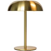 Portable LED Mushroom Table Lamp, Cordless Desk Night Light with 5200mAh Rechargeable Battery, Stepless Dimming Small Lamp with 3 Colors and Brightness Control for Bedroom/Patio/Bar/Coffee shop (Gold)