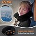 ZAMAT Breathable & Comfortable Memory Foam Travel Pillow, Adjustable Travel Neck Pillow for Airplane Travel, 360° Stable Neck Support Airplane Pillow with Soft Velour Cover, Portable Bag (Black)