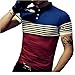 LOGEEYAR Mens Summer Slim Fit Contrast Color Stitching Stripe Short Sleeve Polo Casual T-Shirts (Medium, 508-red)