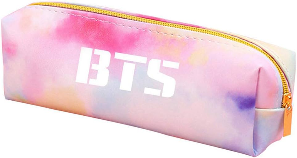 zhongjiany 1 Pieces of New Kpop Bangtan Boys Glitter Colour Rainbow Laser PVC Pencil Case Stationery Pencil Case Bag Pencil Case Cute Button(Style01)