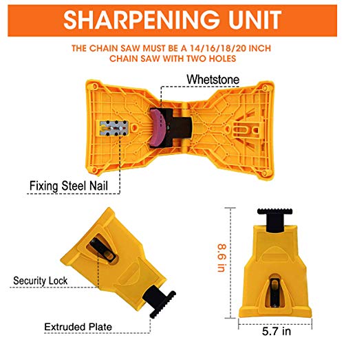 LIUMY Chainsaw Sharpener, Chainsaw Teeth Sharpener Work Sharp Chain Saw Sharpener Chain Saw Blade Sharpener (Fit for Chainsaw Bar with 2 Holes) - Lightweight, Portable and Safe