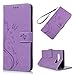 YOKIRIN Galaxy Note 8 Case, Flip Wallet Full PU Leather Kickstand Emboss Floral Butterfly Magnetic Book Style Built-in Stand Card Slots Holder Protective Cover with Detachable Wrist Strap, Purple