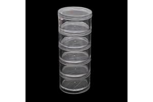 5 Layer Cylinder Stackable Containers Clear Round Storage Organizer for Case for Eye Powder Beads Jewelry Display Organizer