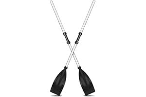 Zerone 2pcs Oars for Row Boat Aluminium Alloy Boat Oars with Oar Locks Detachable Kayak Paddles Lightweight Ribbed Blade Kayak Paddles Boat Oars