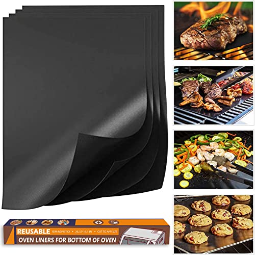 Oven Liners, 4 Pack Extra Large Nonstick Oven Protector Mat, Reusable Oven Mat for Bottom of