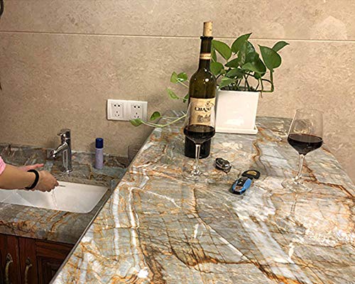 Moyishi Vatican Granite Look Marble Gloss Film Vinyl Self Adhesive Counter Top Peel Stick Wall Decal 12''x79''