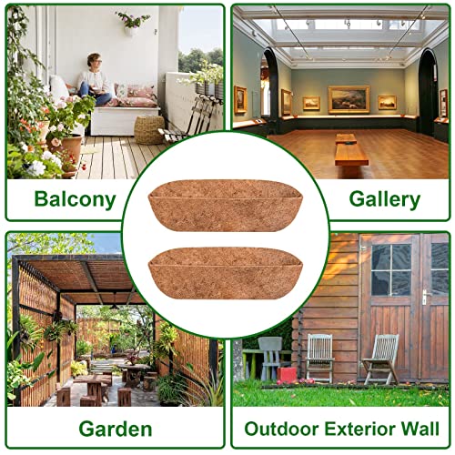 2PCS Trough Coco Replacement Liners,24/30/36/48 Inch Wall-mounted Coco Liner Trough,Coco Liner for Window Box & Hanging Trough Planters (30 Inch-2PCS)