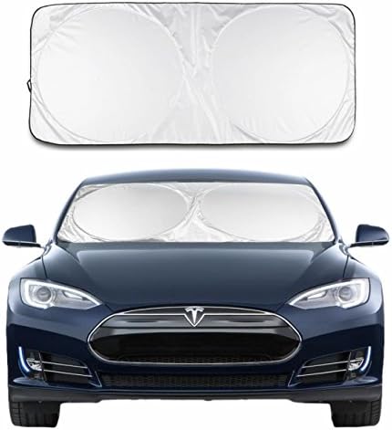 Fuleadture Windshield Sun Shade, Foldable Car Front Window Sunshades, Blocks UV Rays Sun Visor Protector to Keep Your Vehicle Cool, Fits Windshields of Various Sizes (Standard 59” x 28”)