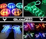GlowPRO LED Shoelaces - Santa Claus favorite Stocking Stuffer, this Glow in the Dark Christmas Gift is Cool Fun for Kids, Party and Cosplay. Flashing Lights give Night Safety for Running Biking - RED