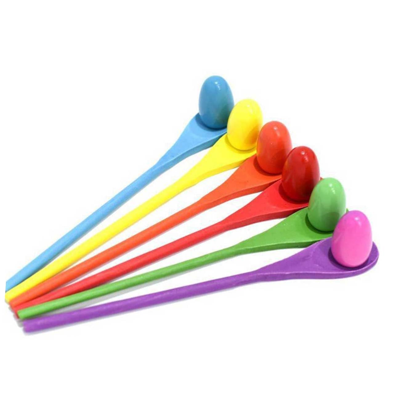 Toyvian 1 Set Easter Egg Spoon Race Toy Egg Relay Game Sensory Training Tool Balance on Spoon Game and Relay Race Large Wooden