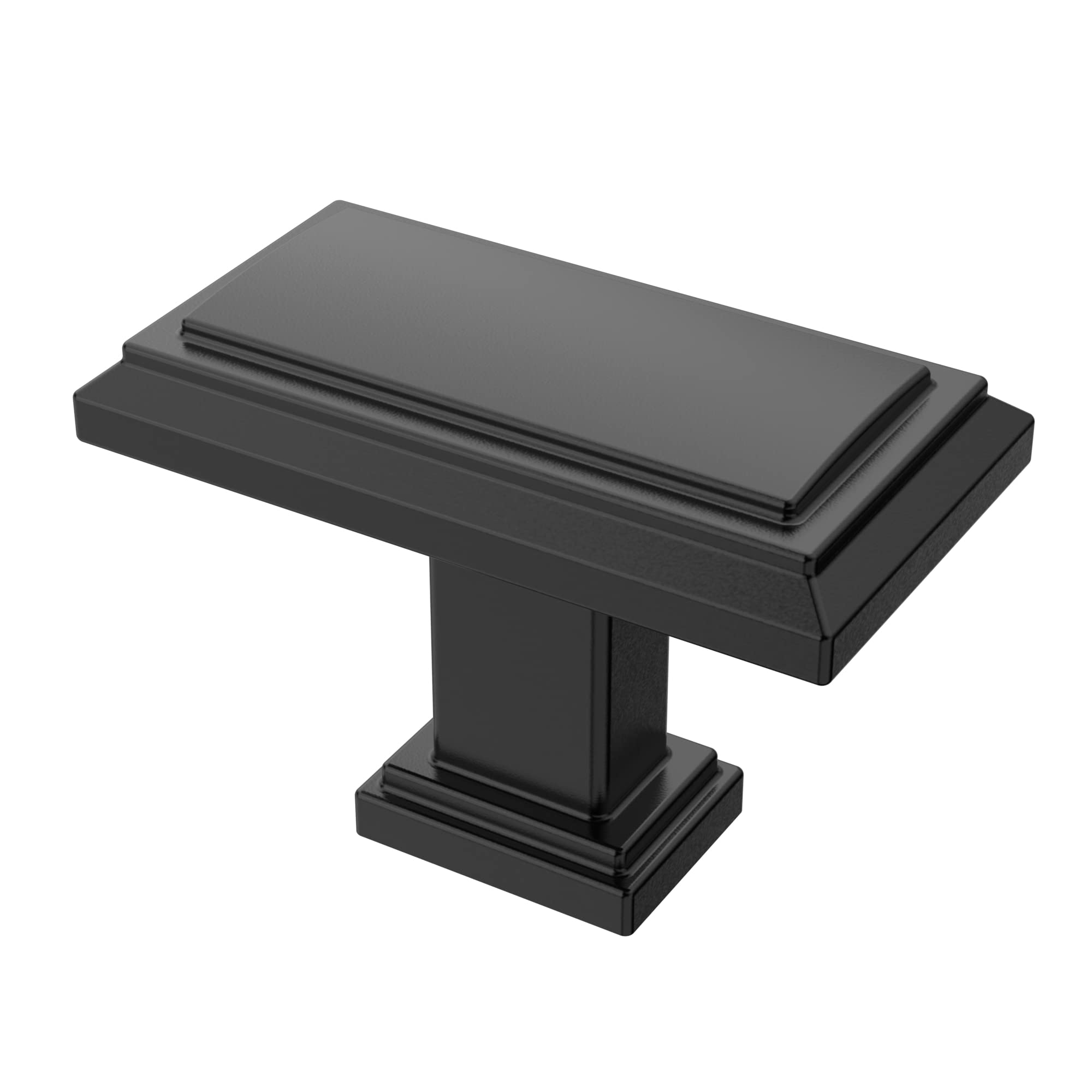 Alzassbg 10 Pack Matte Black Cabinet Knobs, 1.3 Inch(32mm) Kitchen Cabinet Hardware Rectangle Knob for Cupboard and Drawer AL6072MB Image