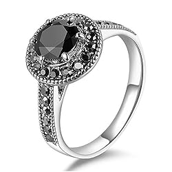 Mytys Vintage Wide Ring Classic Black Marcasite