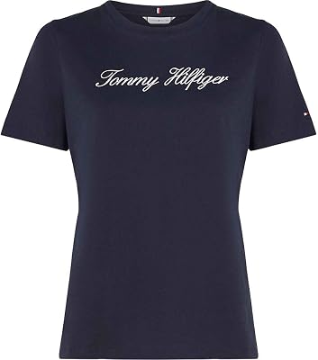 Damen T-Shirt Kurzarm Script Regular Rundhalsausschnitt, Blau (Nos Desert Sky), S