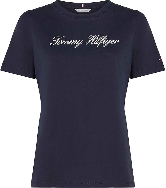 Damen T-Shirt Kurzarm Script Regular Rundhalsausschnitt, Blau (Nos Desert Sky), S