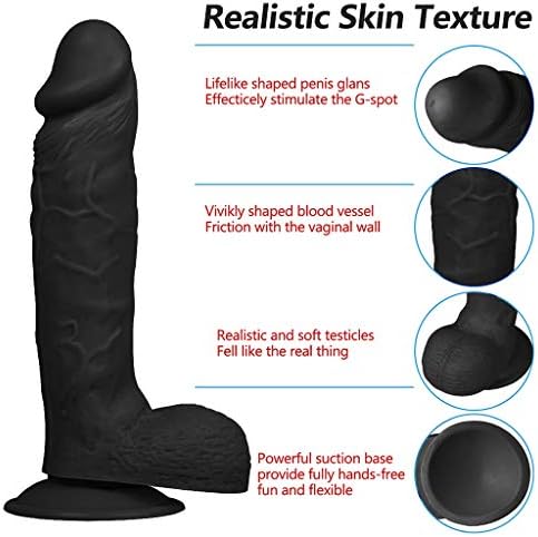 YWWWWW 9.05 Inch Realistic Lifelike Black Huge Tools for Women Silicone Tools with Suction Cup