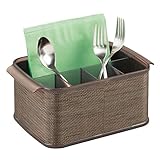 mDesign Silverware, Flatware Caddy Organizer for Kitchen Countertop Storage, Dining Table - Bronze/Sand (Kitchen)