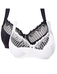 Curve Muse - Sujetador con aros para mujer, tamaño grande, con bordado de encaje, 2 o 3 unidades