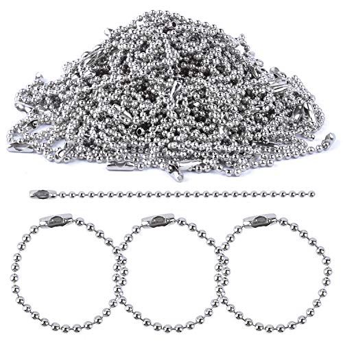 BronaGrand 150 Pieces Ball Chains Bead Connector Clasp 2.4 mm Diameter Keychain Tag Key Rings 100mm Long