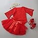 Antheron Baby Girls Mary Jane Flats Soft Sole Infant Moccasins Floral Sparkly Toddler Princess Dress Shoes(Red,6-12 Month)