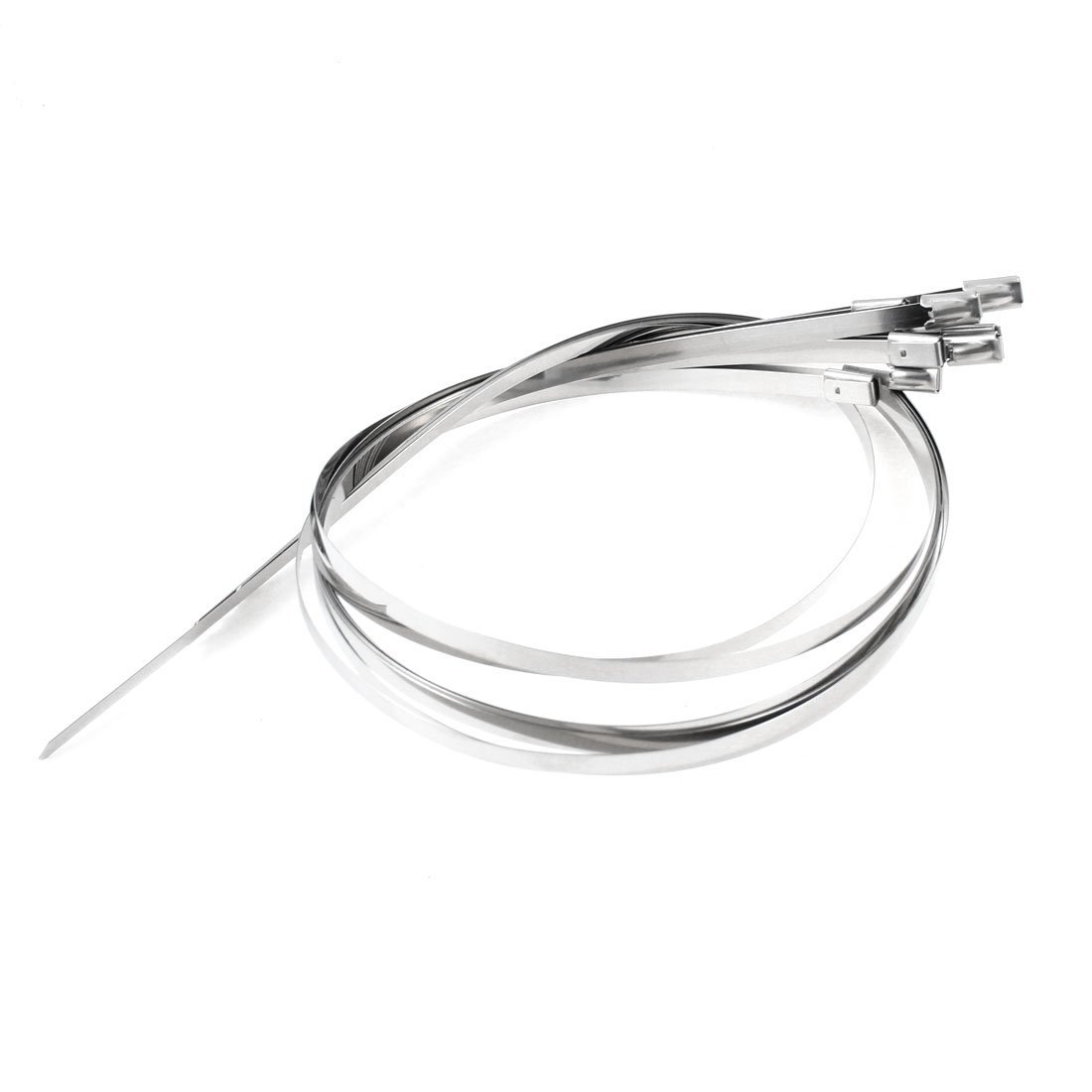 uxcell 10pcs 4.6mm x 500mm Stainless Steel Cable Pipe Tie Hoop Clamp