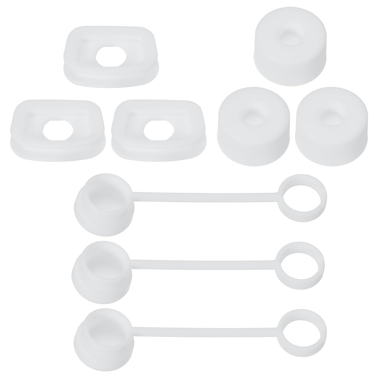 PATIKIL Silicone Spill Stopper for Straw Cup 2.0 40oz/ 30oz, Set of 9 Tumbler Accessories Including 3 Straw Cover Cap, 3 Square Spill Stopper and 3 Round Leak Stopper, White
