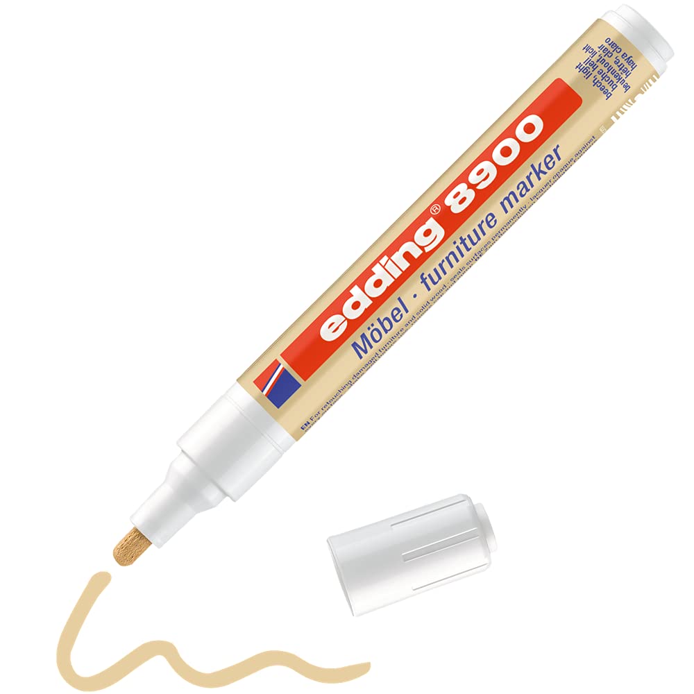 edding 8900 furniture marker - beech - round nib 1.5-2 mm - for covering up scratches and damages on veneers, solid wood, wood, tables, desks