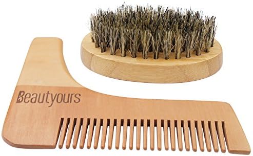 Beautyours Natural Bamboo Beard brush and comb - Beard Trimmer Shaping Tool for Men