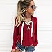 Womens Hoodie,FUNIC Lace Up Long Sleeve Crop Top Hoodie Sweatshirt Coat Sports Pullover Tops (3XL, Red)