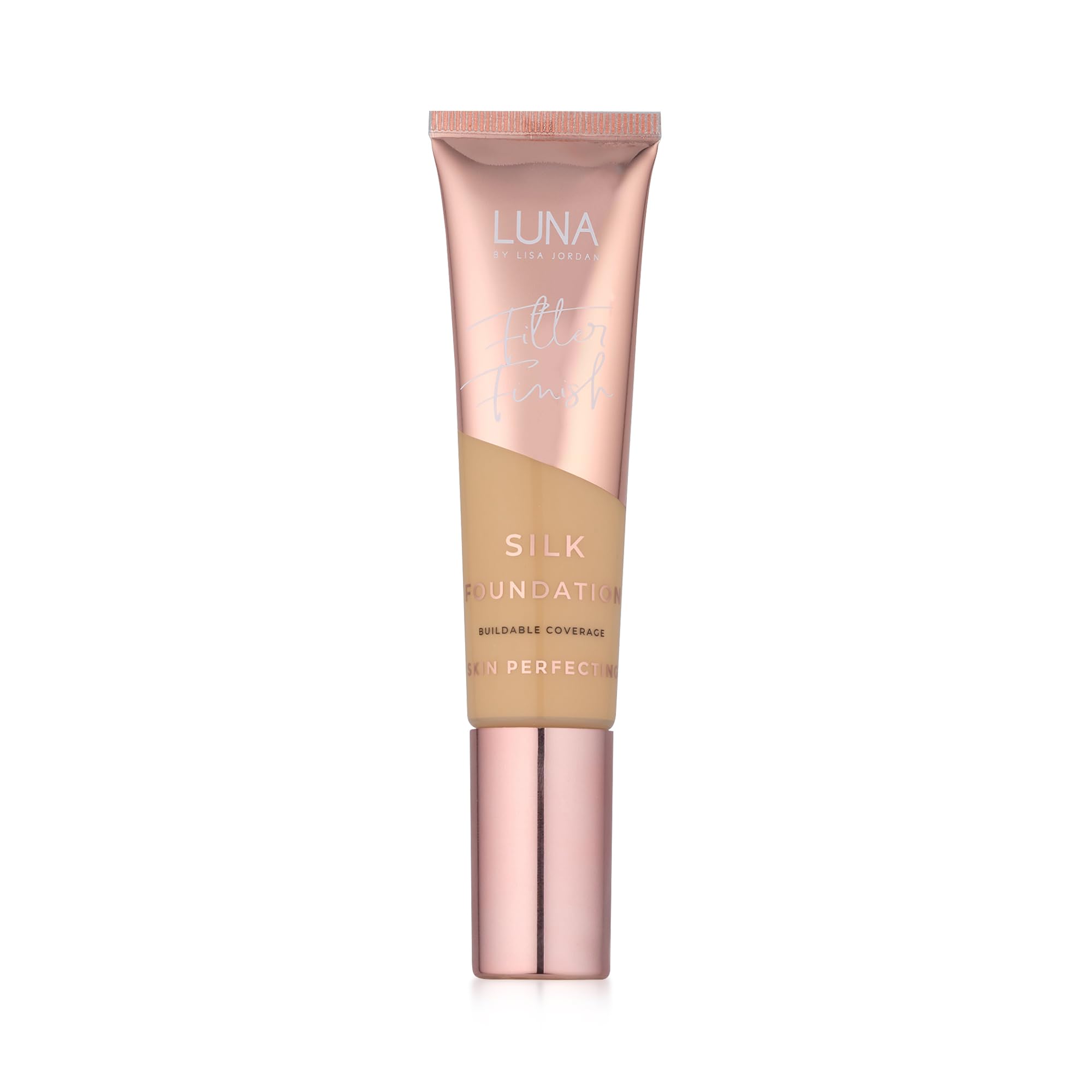 LUNA Silk Foundation in LIGHT Shade - Contains Hyaluronic Acid, Vitamin C & A, Aloe Vera, and Shea Butter - Brightening Dewy Foundation Makeup - Hydrating Cream Foundation for Dry Skin