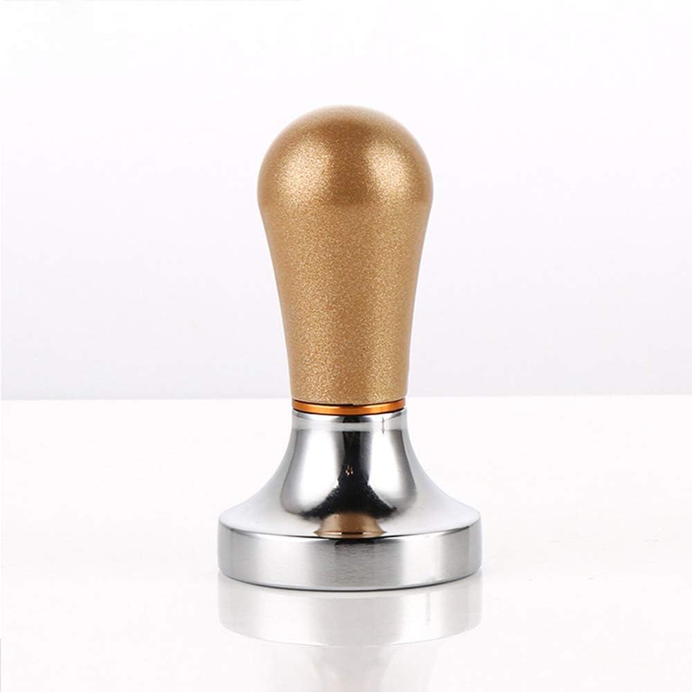 Aluminum Flat Base 57.5mm Coffee Tamper,Espresso Distributor with Detchable Round Handle for Espresso Machine (Gold)