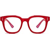 Madison Avenue Blue Light Blocking Glasses Oversized Fashion Blue Light Glasses for Women Anti Eyestrain & UV Protection Computer Eyeglasses (Red)