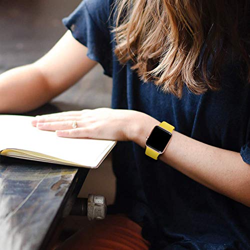 DaQin Compatible with Apple Watch Band 44mm 42mm, Sport Silicone Replacement Bands for iWatch Series 4 Series 3/2/1, Mango Yellow, M/L