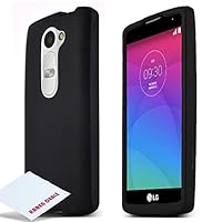 LG Leon Case, [Black] Slim Grip Rubberized Matte Finish Hard Polycarbonate Plastic Case Cover + Free KarenDeals Microfiber Cloth