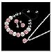 Lisingtool Crystal Jewelry Bracelet Earrings Necklace Set (Pink)