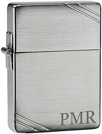 Personalized Zippo 1935 Replica Brushed Chrome with laser engraved initial (Three Initials)