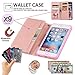 Iphone 8 Bling Wallet Case for Women,Auker Trifold 9 Card Holder Folio Flip Glitter Leather Folding Stand Magnetic Wallet Purse Case with Strap&Zipper Coin Change Money Pocket for iphone 7 (RoseGold)