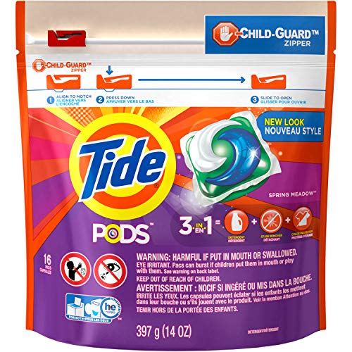 Tide Pods Laundry Detergent Spring Meadow, 16 Pacs each (Value Pack