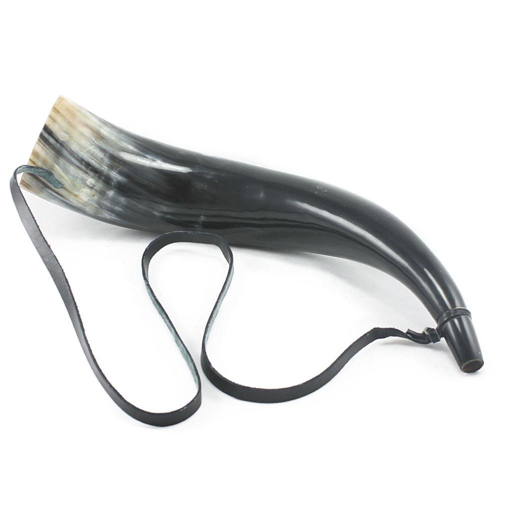 HORNCRAFT Ox Horn Bugle | Viking War Blowing Horn | Battle Sounding Trumpet | 13 inches | Medium Dark Polished Bugle | Trumpet style Hunting | Perfect for Re-Enactment