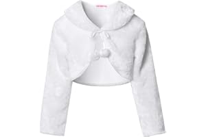 CHILDRENSTAR Girls Faux Fur Cardigan Shrugs Sweater White Bolero Winter Shawl Wrap